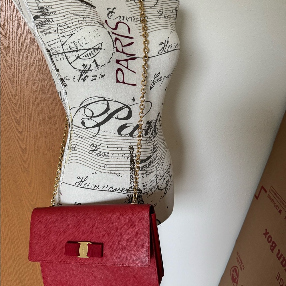 Salvatore Ferragamo Red Crossbody Bag with Textured Leather